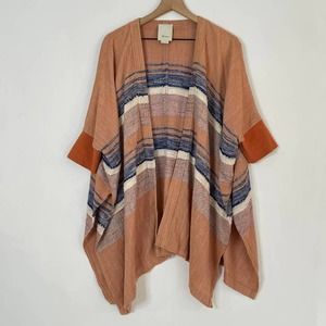 Elevenses Shoreline Clay Striped Open Front Kimono Size XS/S